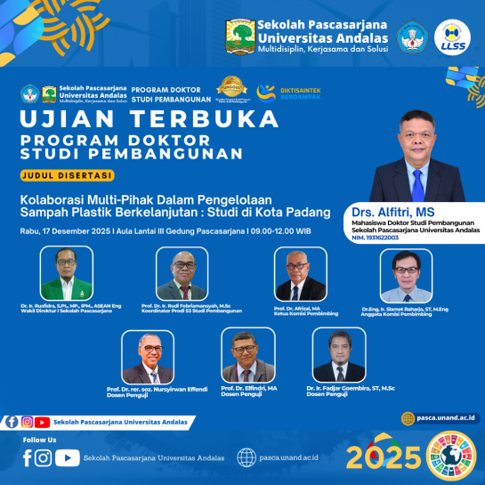 Ujian Terbuka Alfitri Mahasiswa Program Doktor Studi Pembangunan