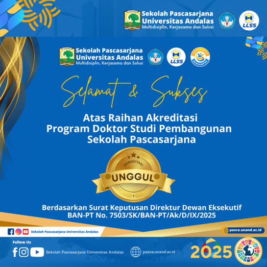 Program Doktor Studi Pembangunan berhasil meraih Akreditasi Unggul dari Badan Akreditasi Nasional Perguruan Tinggi (BAN-PT)
